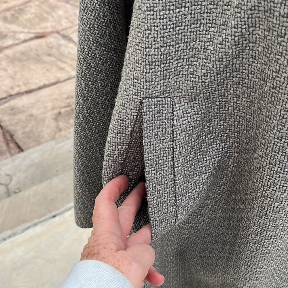 Reformation long grey swing full length dress coat with full lining in satin - Picture 9 of 14